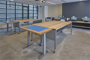 Manhattan and Factory tables in a makerspace.