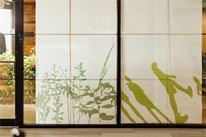 Patterns printed on Veilish, a woven window film. Part of the Design Pool Light Play collection.