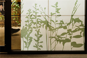 Pattern Silhouette Garden printed on Veilish, a woven window film. Part of the Design Pool Light Play collection.