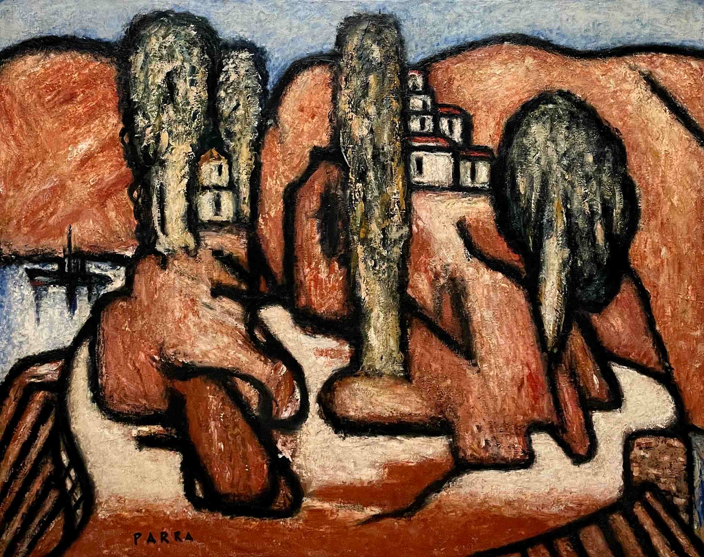 Gines Parra (Sp. 1895 - 1960)
Untitled (Paysage)
Oil on canvas, ca. 1955
43” x 55 1/2”   (Framed: 52” x 64 1/2”)
Signed Parra lower left

